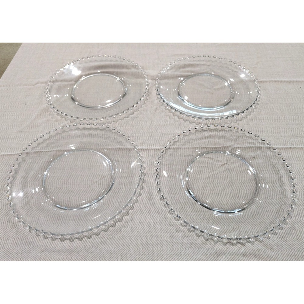 Set of 4 Imperial Glass Candlewick Dinner Plates Beaded Edge 10'' - Picture 2 of 4